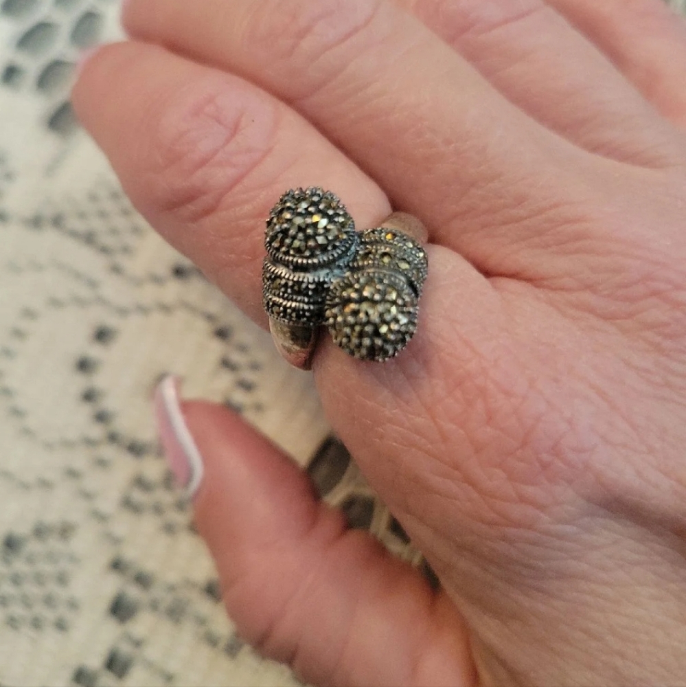 Judith Jack Marcasite-Style Silver-Tone Cluster Ring